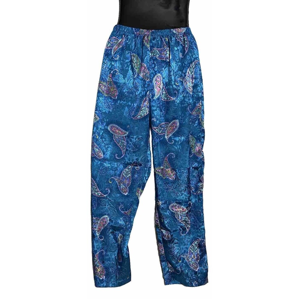Vintage pajama set Inner Most Robe And Pant Blue Paisley Size Small - Picture 4 of 9